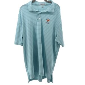 Peter Millar Polo Summer Comfort Shirt Mens XL Blue Striped Ocean Kiawah Golf